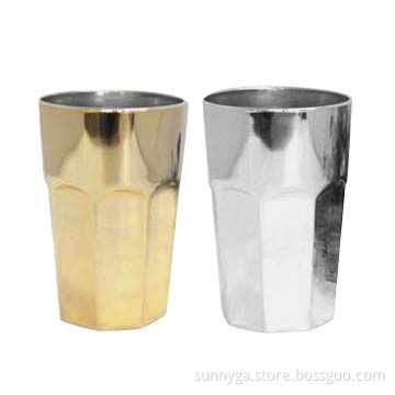 Drinking Glass with Gold/Silver Plating and 415mL Capacity
